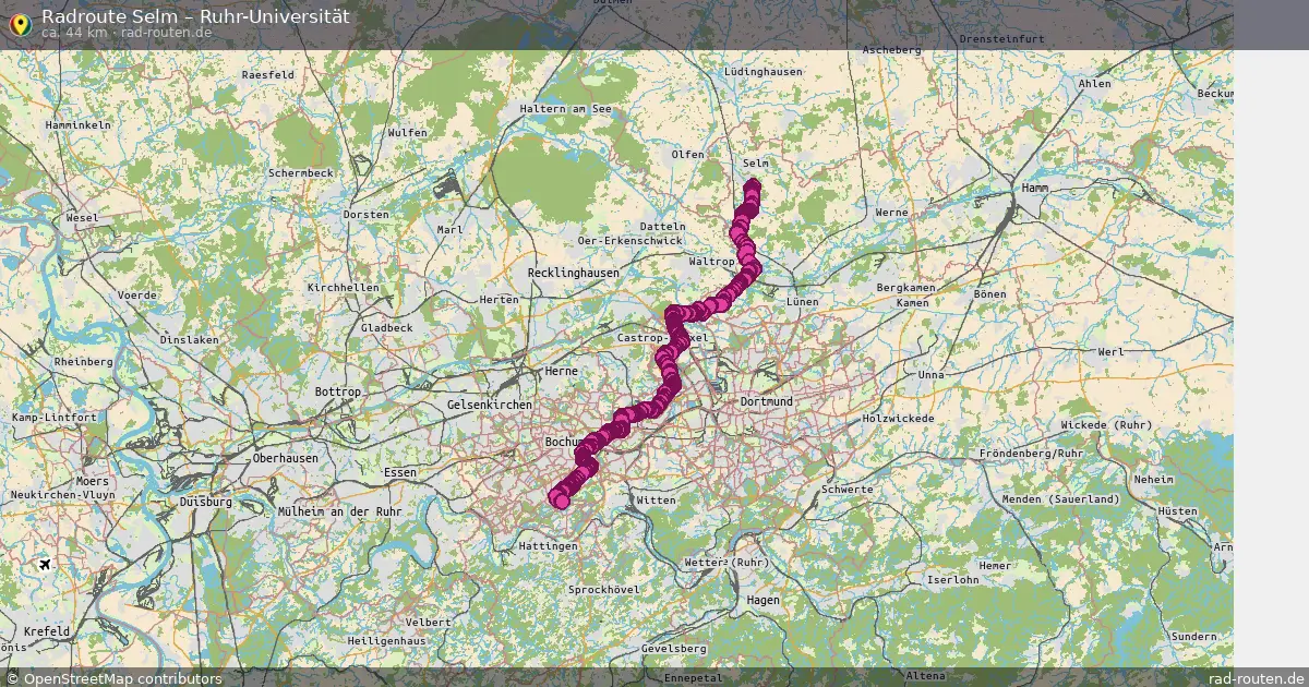 Fahrradroute Selm – Ruhr-Universität (44 km) – Rad-Routen.de