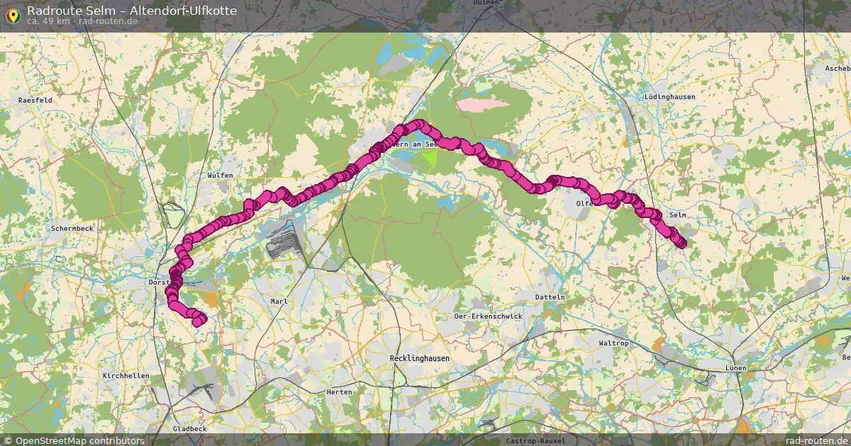 Fahrradroute Selm – Altendorf-Ulfkotte (49 km) – Rad-Routen.de