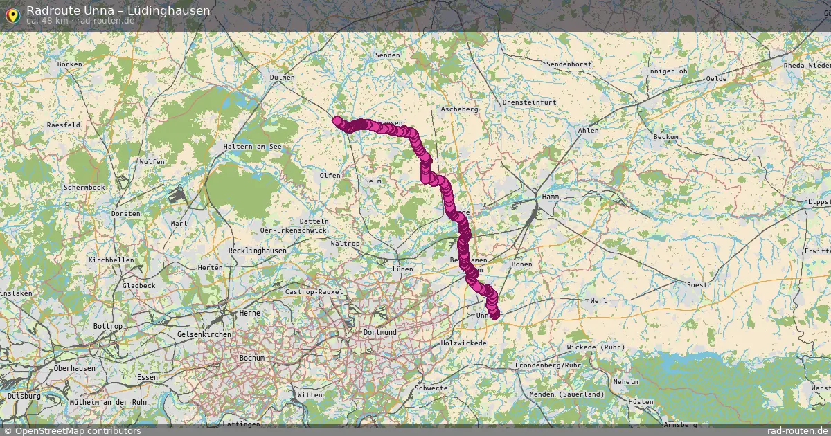 Fahrradroute Unna – Lüdinghausen (48 km) – Rad-Routen.de
