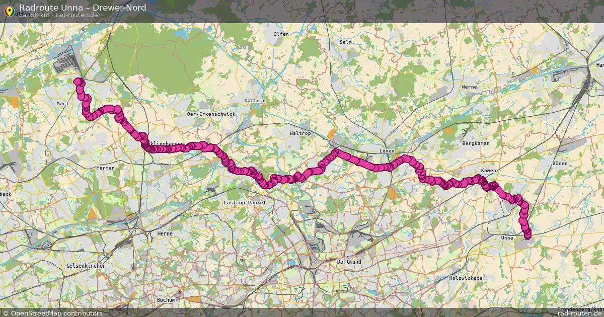 Fahrradroute Unna – Drewer-Nord (66 km) – Rad-Routen.de