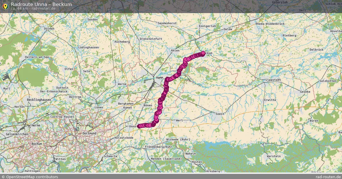 Fahrradroute Unna – Beckum (44 km) – Rad-Routen.de