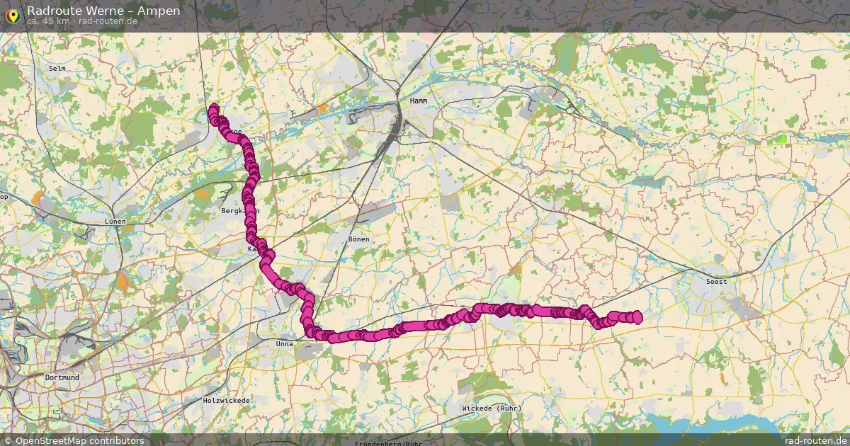 Fahrradroute Werne – Ampen (48 km) – Rad-Routen.de
