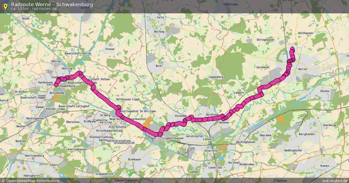 Fahrradroute Werne – Schwakenburg (33 km) – Rad-Routen.de