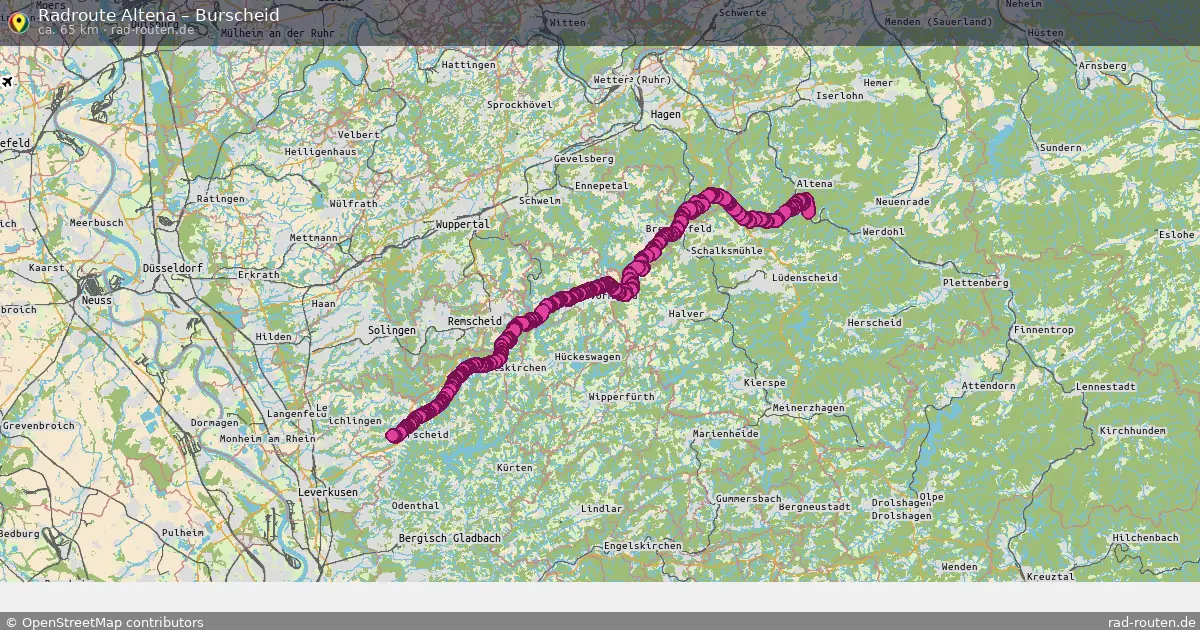 Fahrradroute Altena – Burscheid (65 km) – Rad-Routen.de