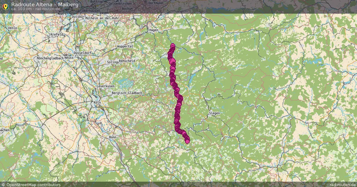 Fahrradroute Altena – Malberg (103 km) – Rad-Routen.de