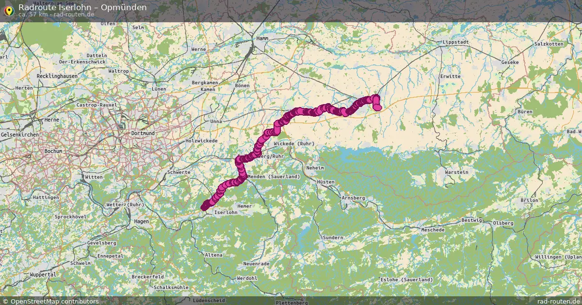 Fahrradroute Iserlohn – Opmünden (57 km) – Rad-Routen.de