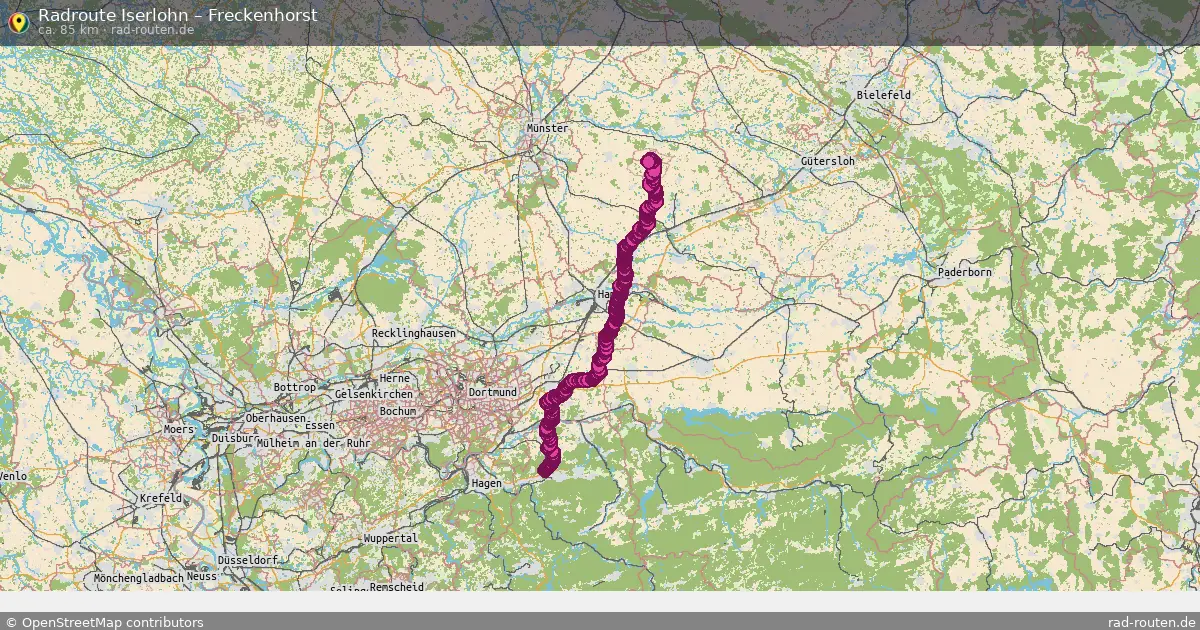 Fahrradroute Iserlohn – Freckenhorst (85 km) – Rad-Routen.de