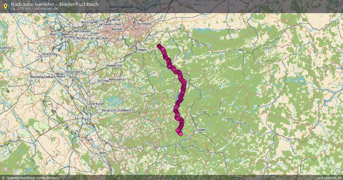 Fahrradroute Iserlohn – Niederfischbach (106 km) – Rad-Routen.de