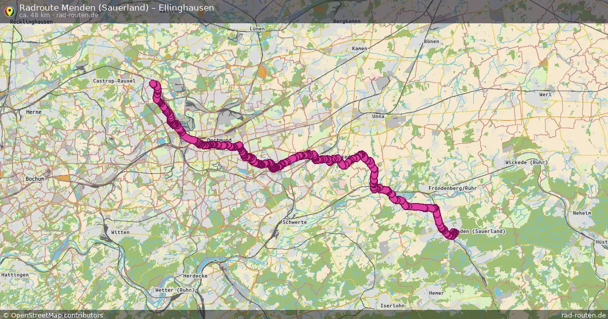 Fahrradroute Menden (Sauerland) – Mengeder Heide (48 km) – Rad-Routen.de