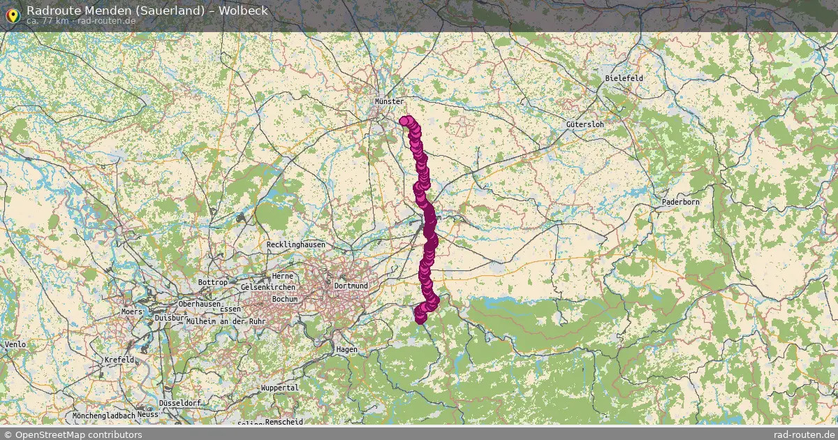 Fahrradroute Menden (Sauerland) – Wolbeck (77 km) – Rad-Routen.de
