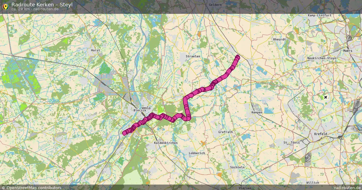 Fahrradroute Kerken – Steyl (29 km) – Rad-Routen.de
