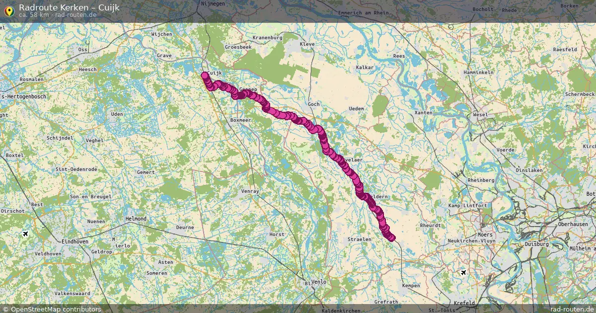 Fahrradroute Kerken – Cuijk (58 km) – Rad-Routen.de