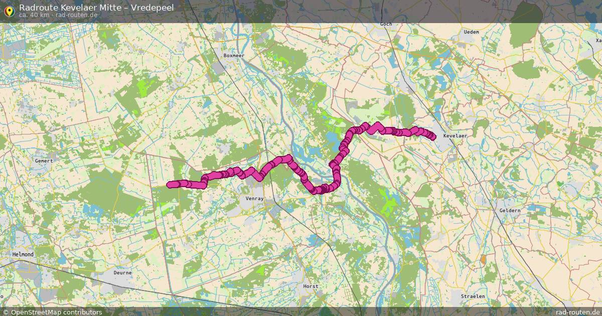 Fahrradroute Kevelaer Mitte – Vredepeel (40 km) – Rad-Routen.de