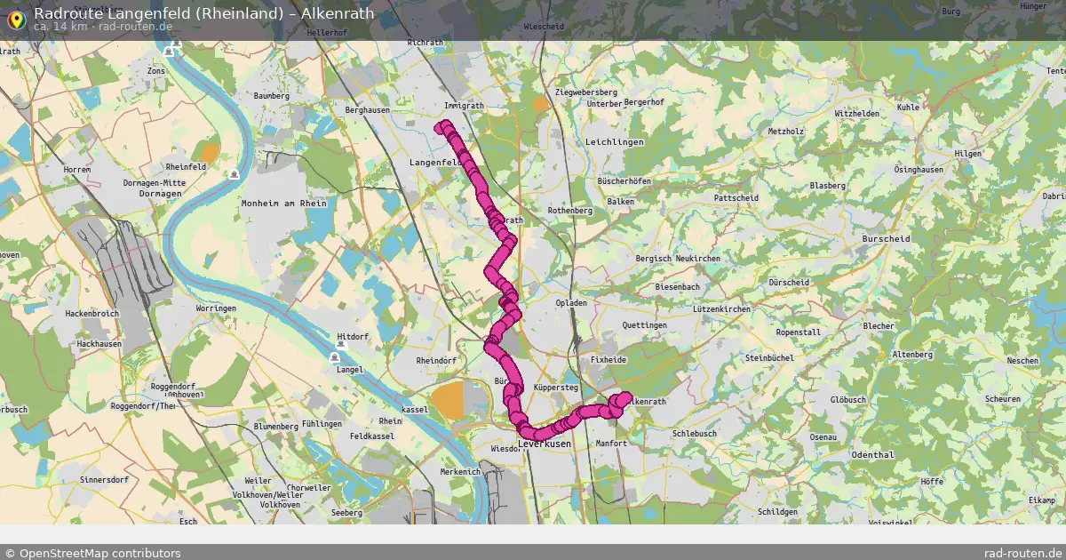 Fahrradroute Langenfeld (Rheinland) – Alkenrath (14 km) – Rad-Routen.de