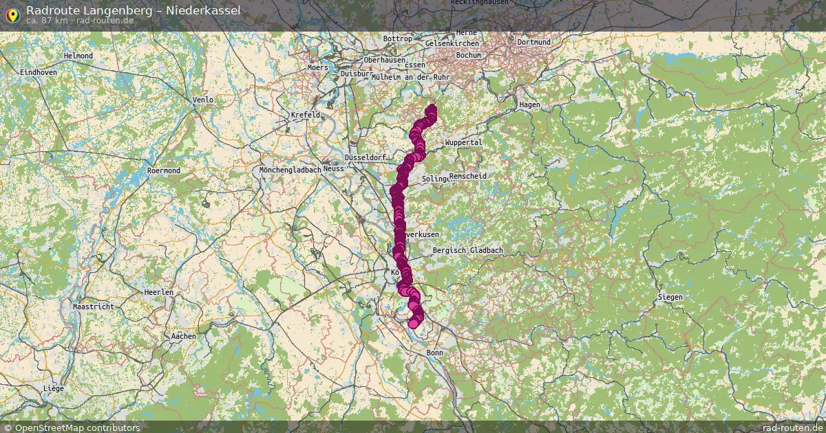 Fahrradroute Langenberg – Niederkassel (87 km) – Rad-Routen.de