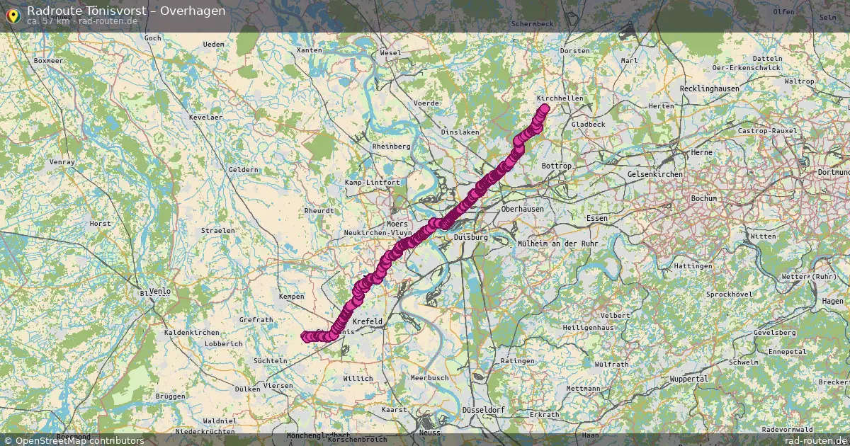 Fahrradroute Tönisvorst – Overhagen (57 km) – Rad-Routen.de