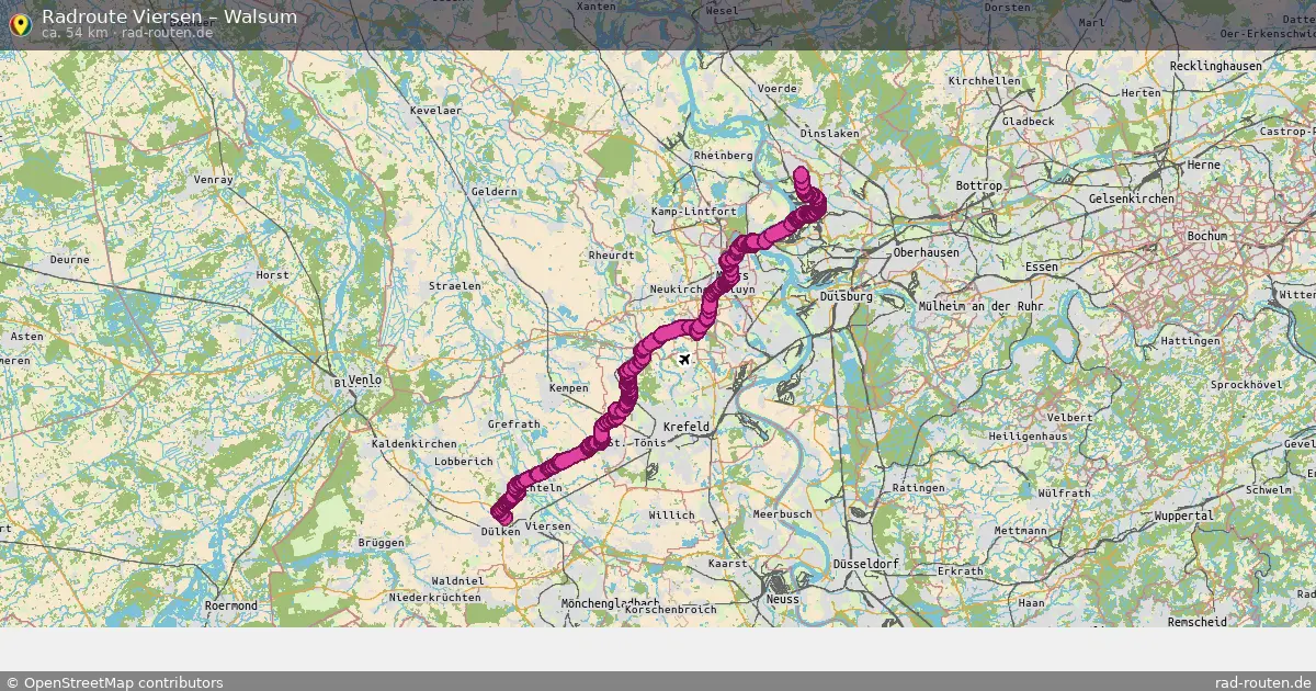 Fahrradroute Viersen – Walsum (54 km) – Rad-Routen.de