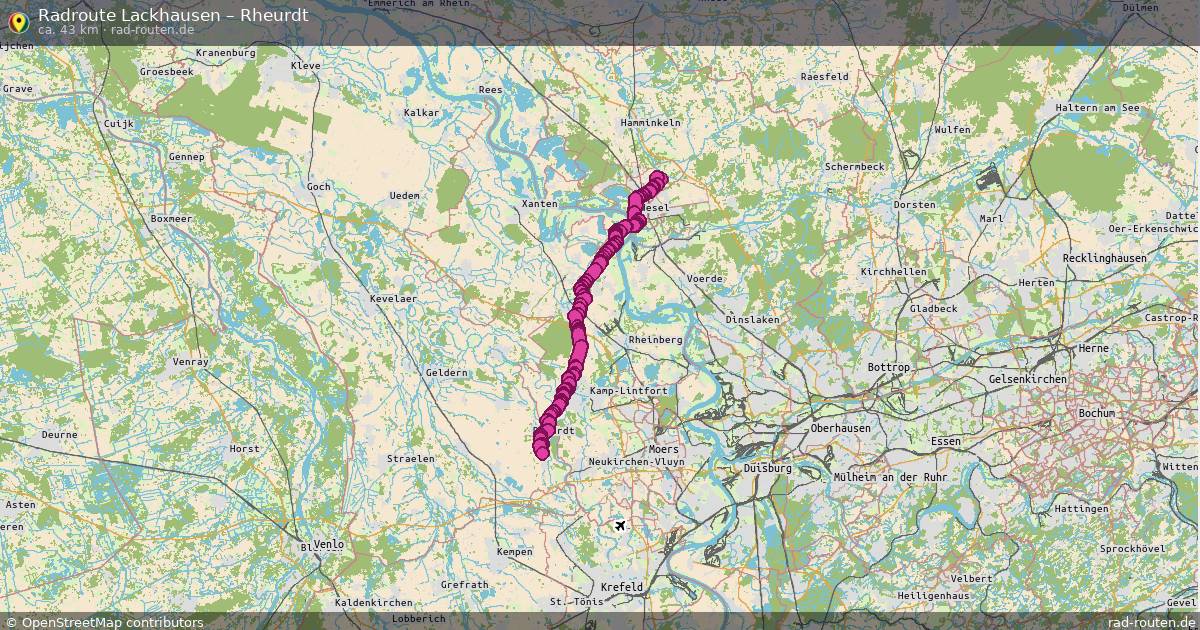 Fahrradroute Lackhausen – Rheurdt (43 km) – Rad-Routen.de
