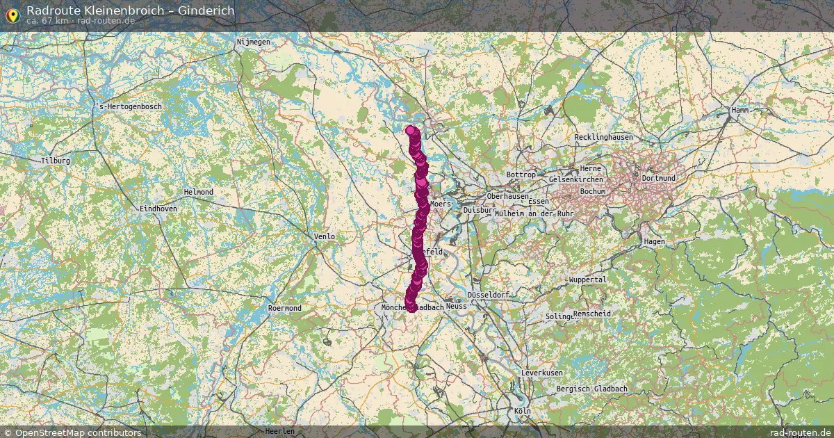 Fahrradroute Kleinenbroich – Ginderich (67 km) – Rad-Routen.de