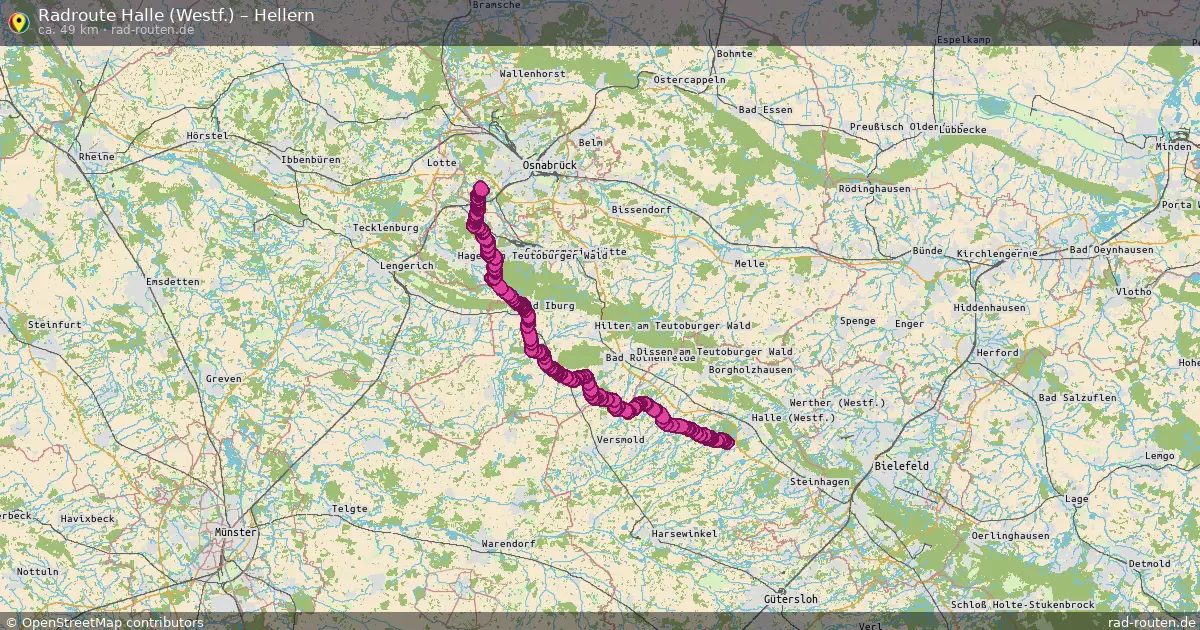 Fahrradroute Halle (Westf.) – Hellern (49 km) – Rad-Routen.de