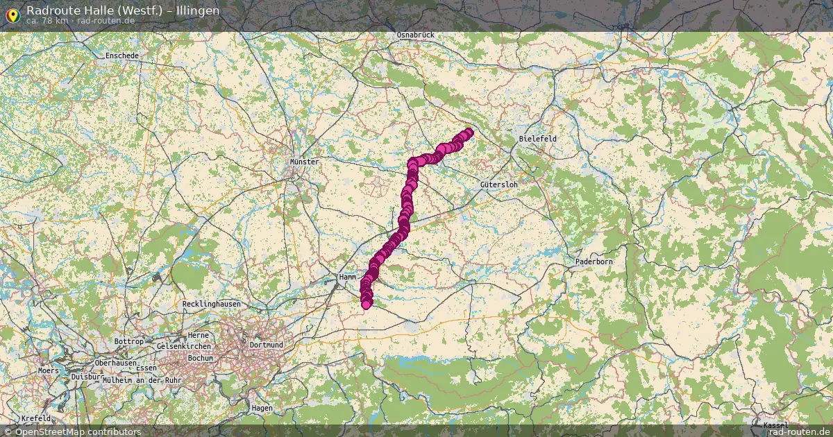 Fahrradroute Halle (Westf.) – Illingen (78 km) – Rad-Routen.de