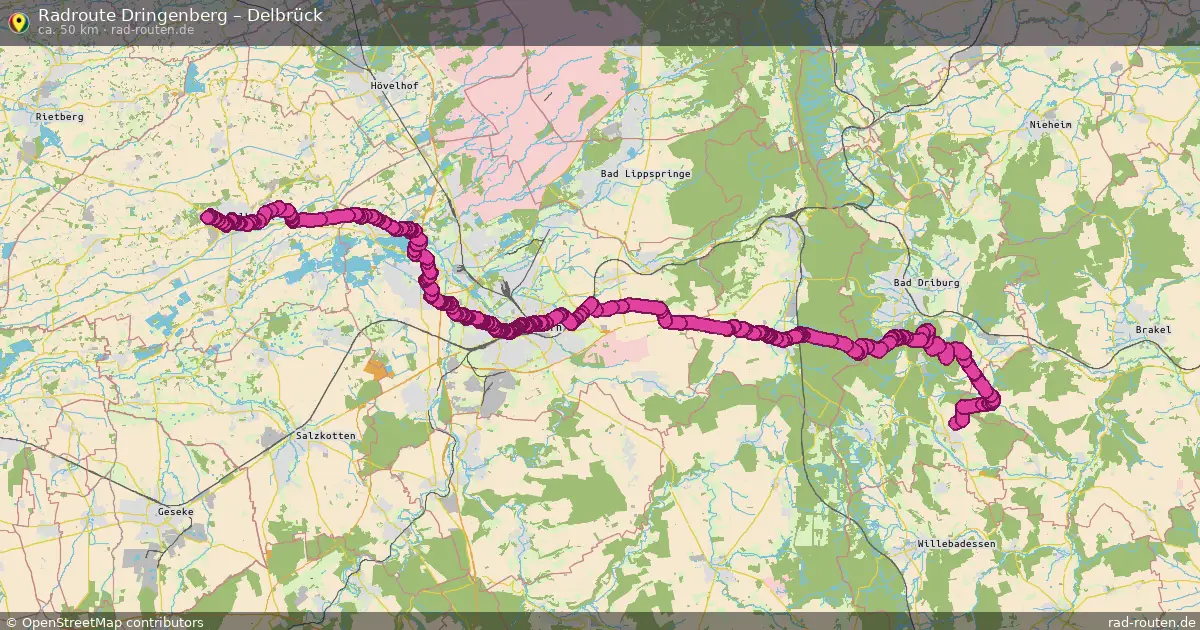 Fahrradroute Dringenberg – Delbrück (50 km) – Rad-Routen.de