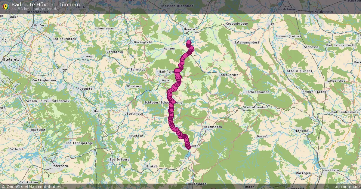 Fahrradroute Höxter – Tündern (53 km) – Rad-Routen.de