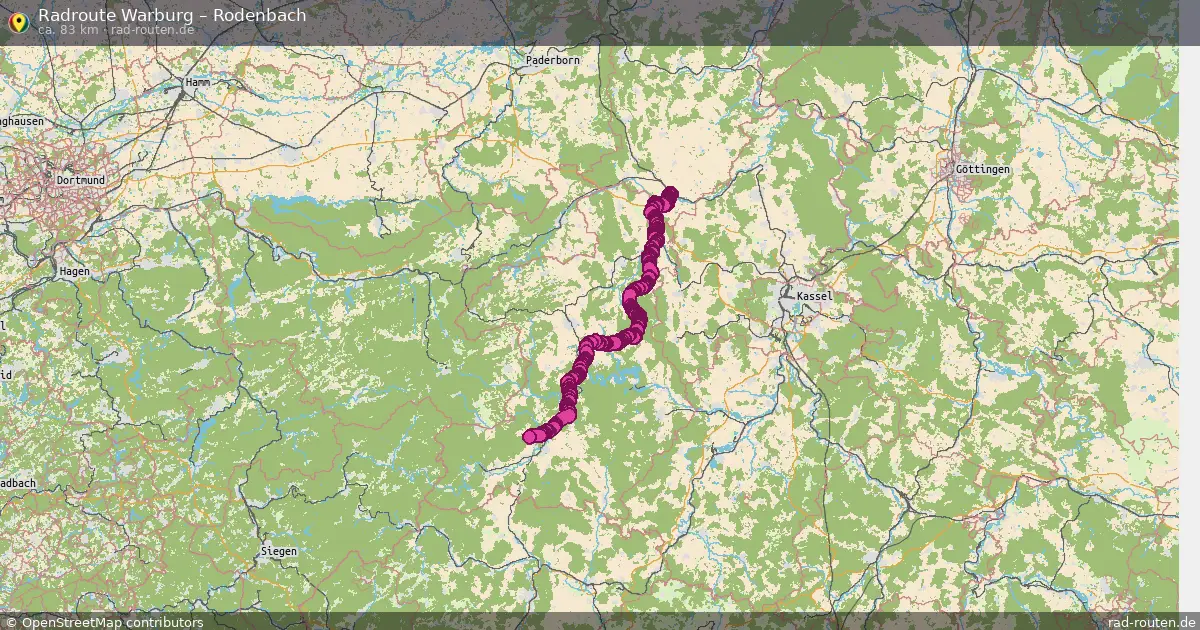 Fahrradroute Warburg – Rodenbach (83 km) – Rad-Routen.de