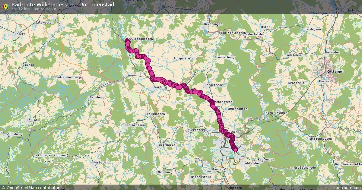 Fahrradroute Willebadessen – Unterneustadt (72 km) – Rad-Routen.de