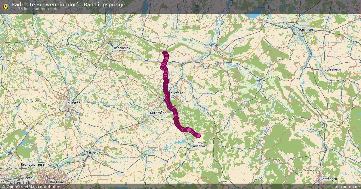 Fahrradroute Schwenningdorf – Bad Lippspringe (76 km) – Rad-Routen.de