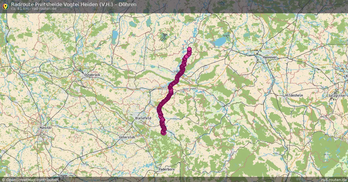 Fahrradroute Pivitsheide Vogtei Heiden (V.h.) – Döhren