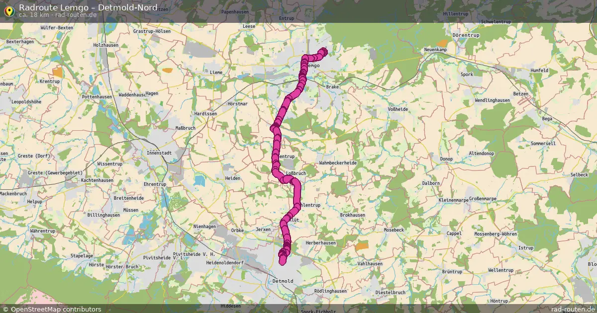 Fahrradroute Lemgo – Detmold-Nord
