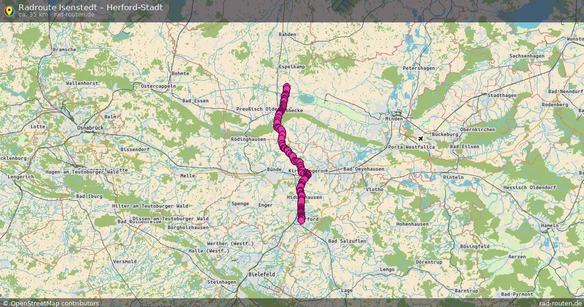 Fahrradroute Isenstedt – Herford-Stadt (35 km) – Rad-Routen.de
