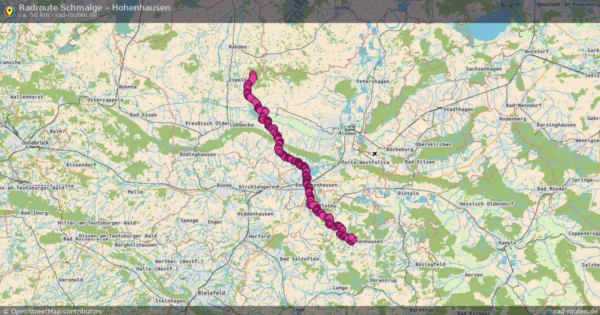 Fahrradroute Schmalge – Hohenhausen (50 km) – Rad-Routen.de
