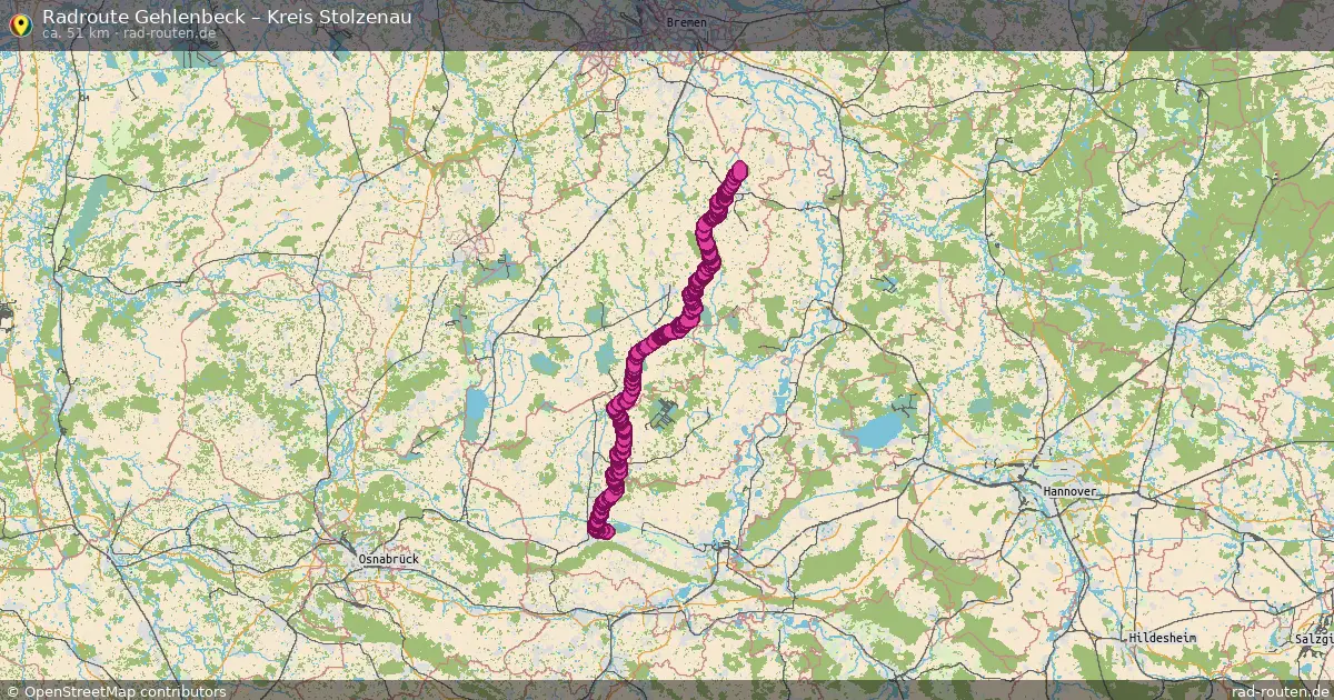 Fahrradroute Gehlenbeck – Kreis Stolzenau (51 km) – Rad-Routen.de