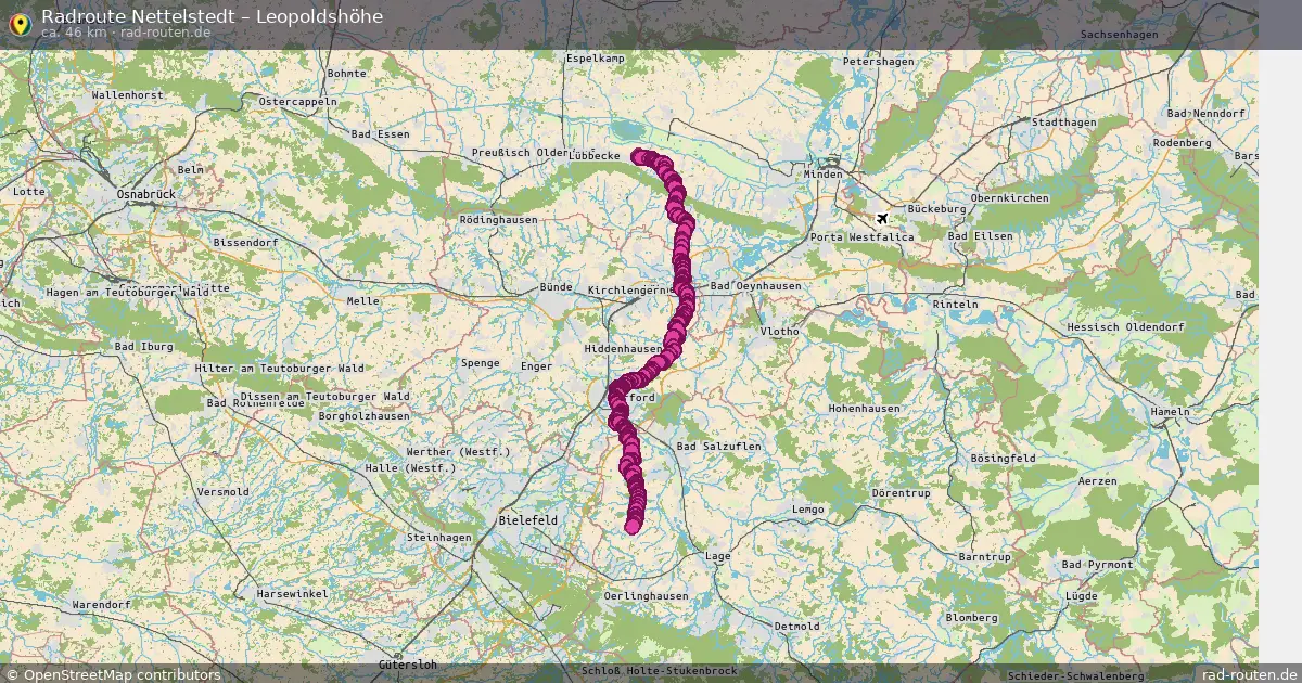 Fahrradroute Nettelstedt – Leopoldshöhe (46 km) – Rad-Routen.de