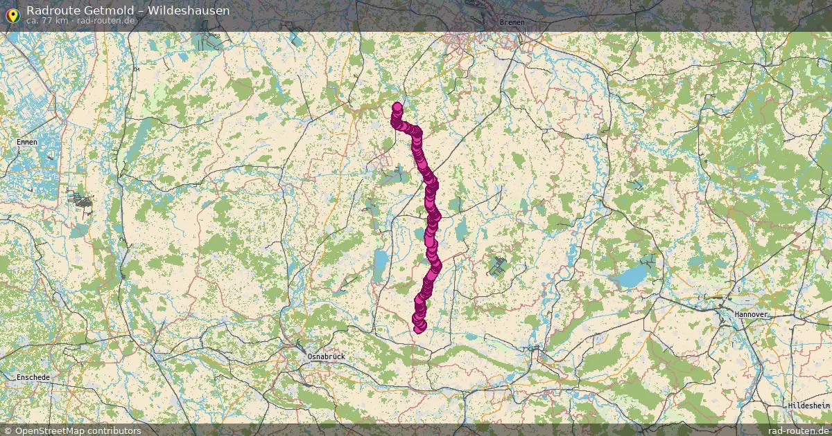 Fahrradroute Getmold – Wildeshausen (77 km) – Rad-Routen.de