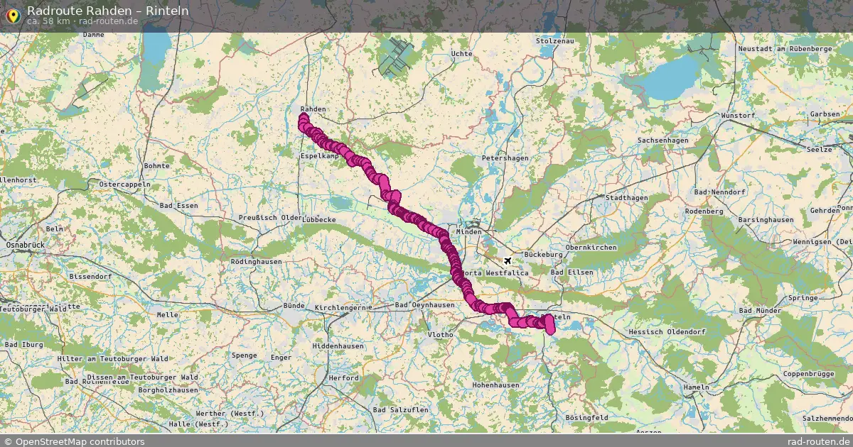Fahrradroute Rahden – Rinteln (58 km) – Rad-Routen.de