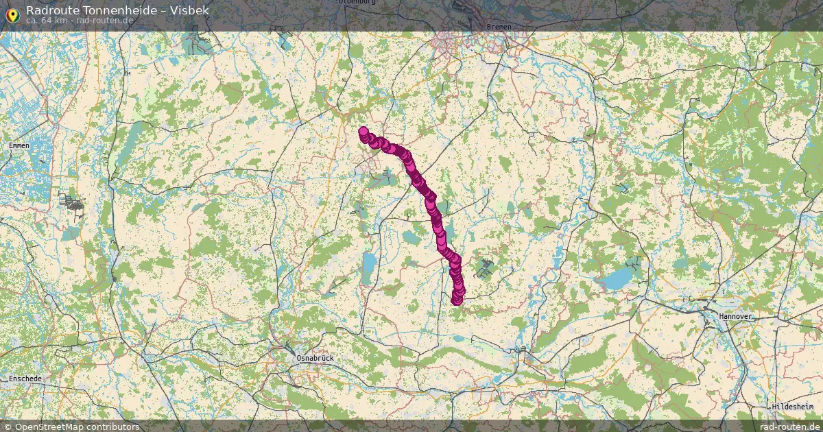 Fahrradroute Tonnenheide – Visbek (64 km) – Rad-Routen.de