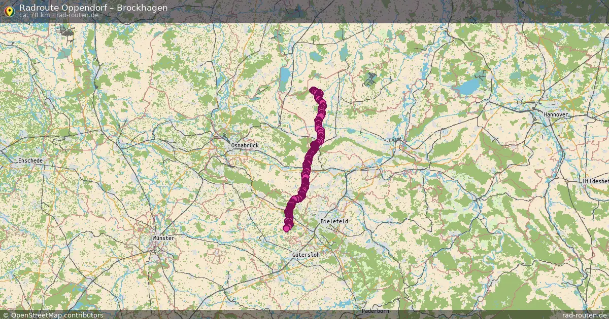 Fahrradroute Oppendorf – Brockhagen (70 km) – Rad-Routen.de