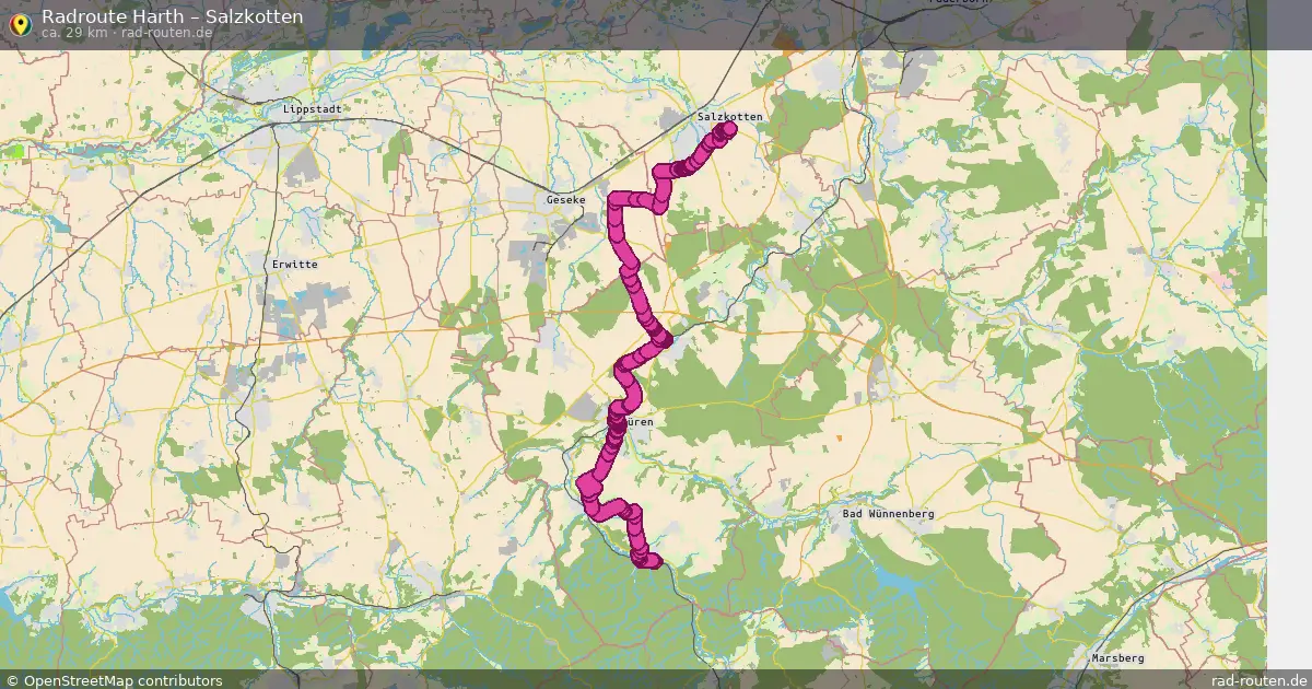 Fahrradroute Harth – Salzkotten (29 km) – Rad-Routen.de