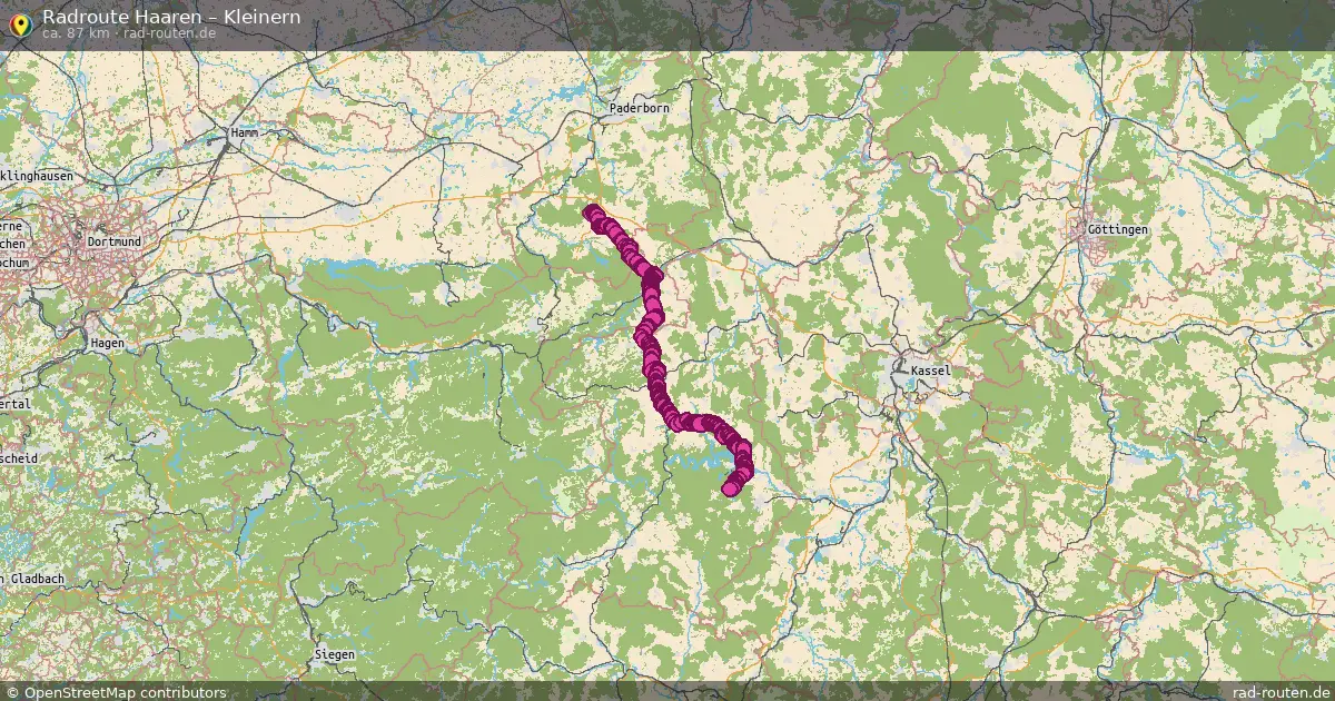 Fahrradroute Haaren – Kleinern (83 km) – Rad-Routen.de