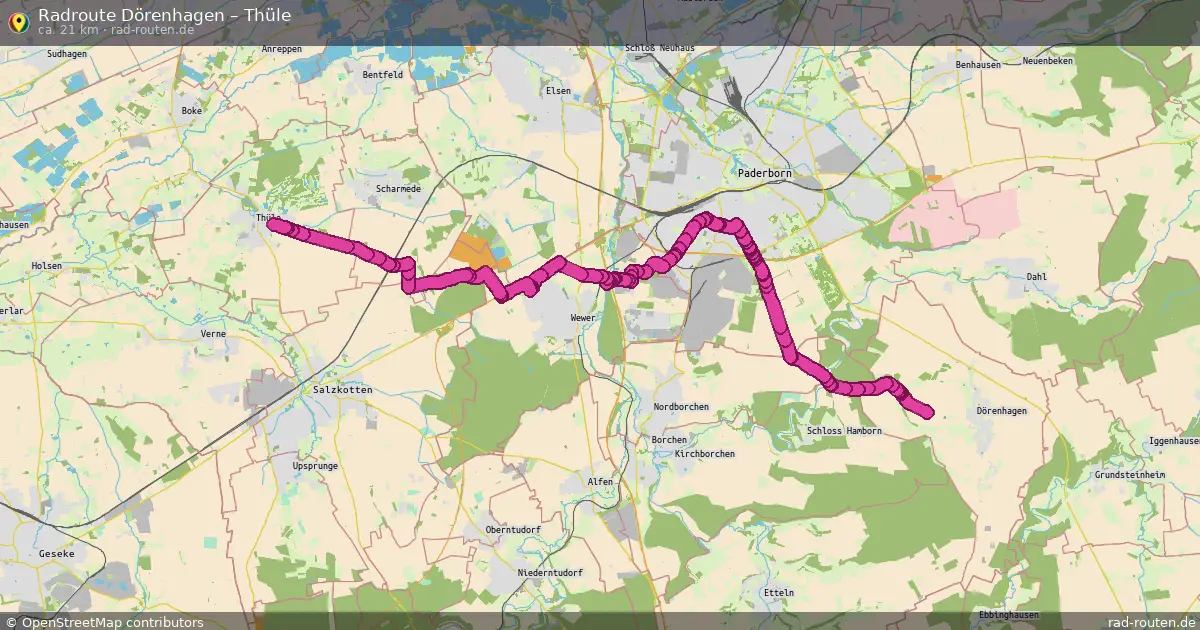 Fahrradroute Dörenhagen – Thüle (21 km) – Rad-Routen.de