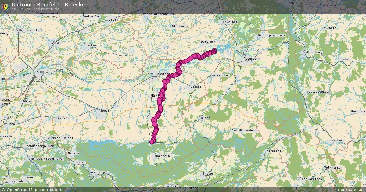 Fahrradroute Bentfeld – Belecke (50 km) – Rad-Routen.de