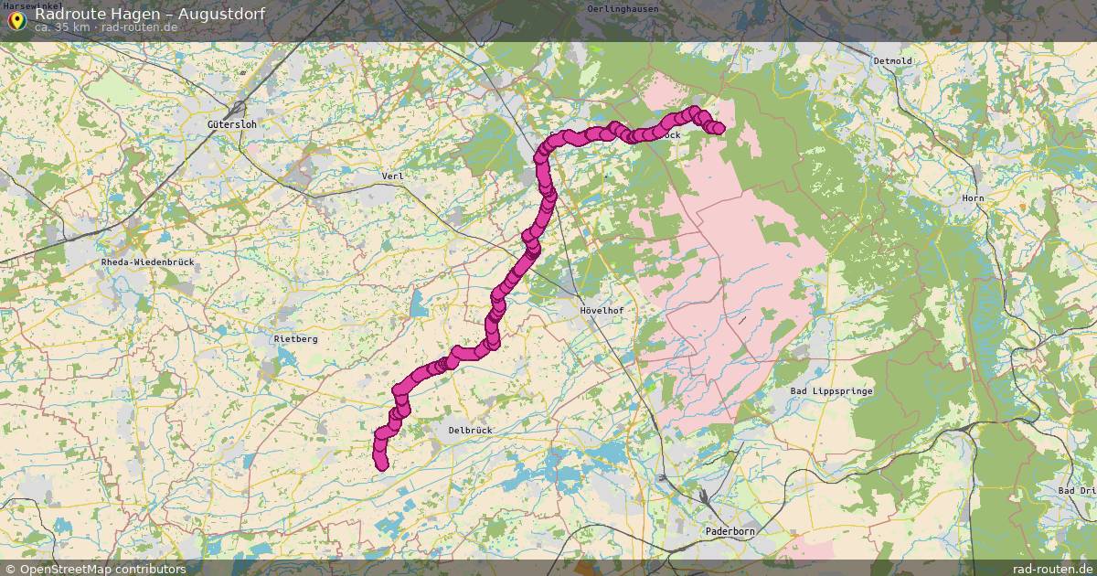 Fahrradroute Hagen – Augustdorf (35 km) – Rad-Routen.de