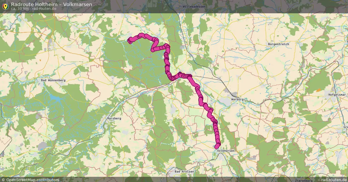 Fahrradroute Holtheim – Volkmarsen (30 km) – Rad-Routen.de