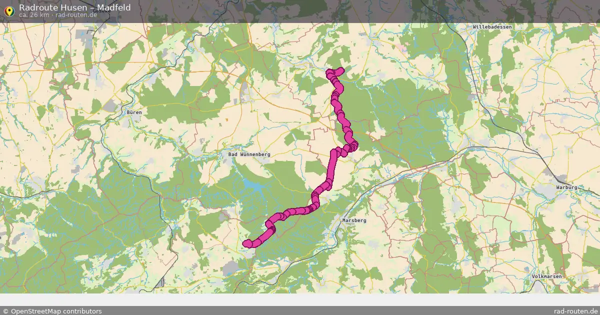Fahrradroute Husen – Madfeld (26 km) – Rad-Routen.de