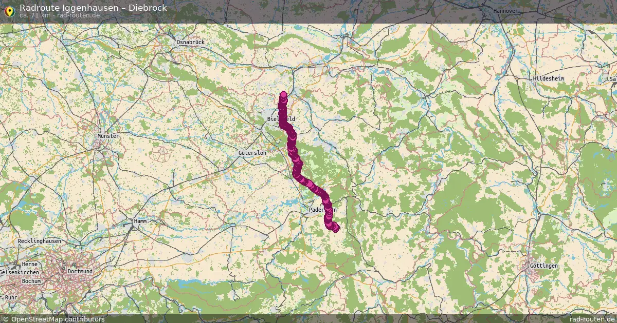 Fahrradroute Iggenhausen – Diebrock (71 km) – Rad-Routen.de