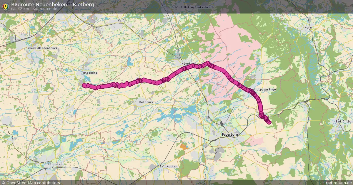 Fahrradroute Neuenbeken – Rietberg (42 km) – Rad-Routen.de