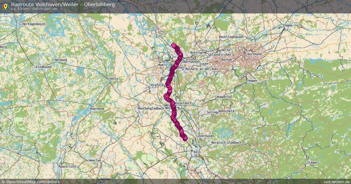 Fahrradroute Volkhoven Weiler – Oberlohberg (89 km) – Rad-Routen.de